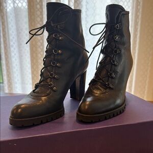 Black Lace-Up Ankle Boots